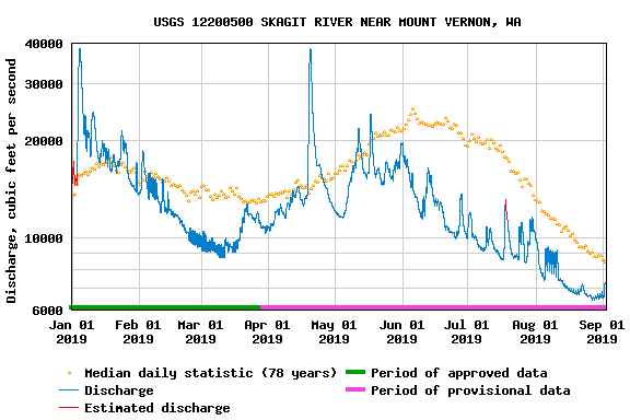 Skagit River below normal most of 2019